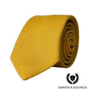 Gravata Semi Slim Amarela Lisa